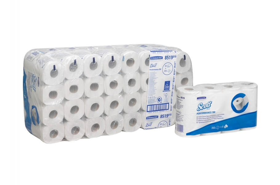 Туалетная бумага SCOTT в рулонах, 2 слоя, (8 пакет* 8 рул *350 лист), дисп. 6992