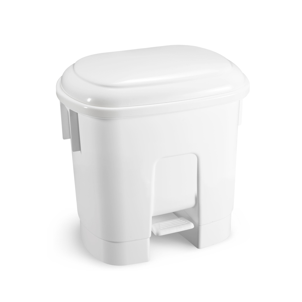 Контейнер мусорный с педалью и разделителем для двух мешков, полипропилен, белый с белой крышкой (00005730) 