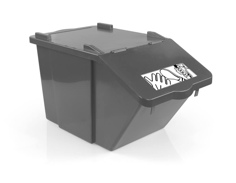 Контейнер мусорный без пластиковых наклеек, серый, полипропилен, 45 л (S080044) 