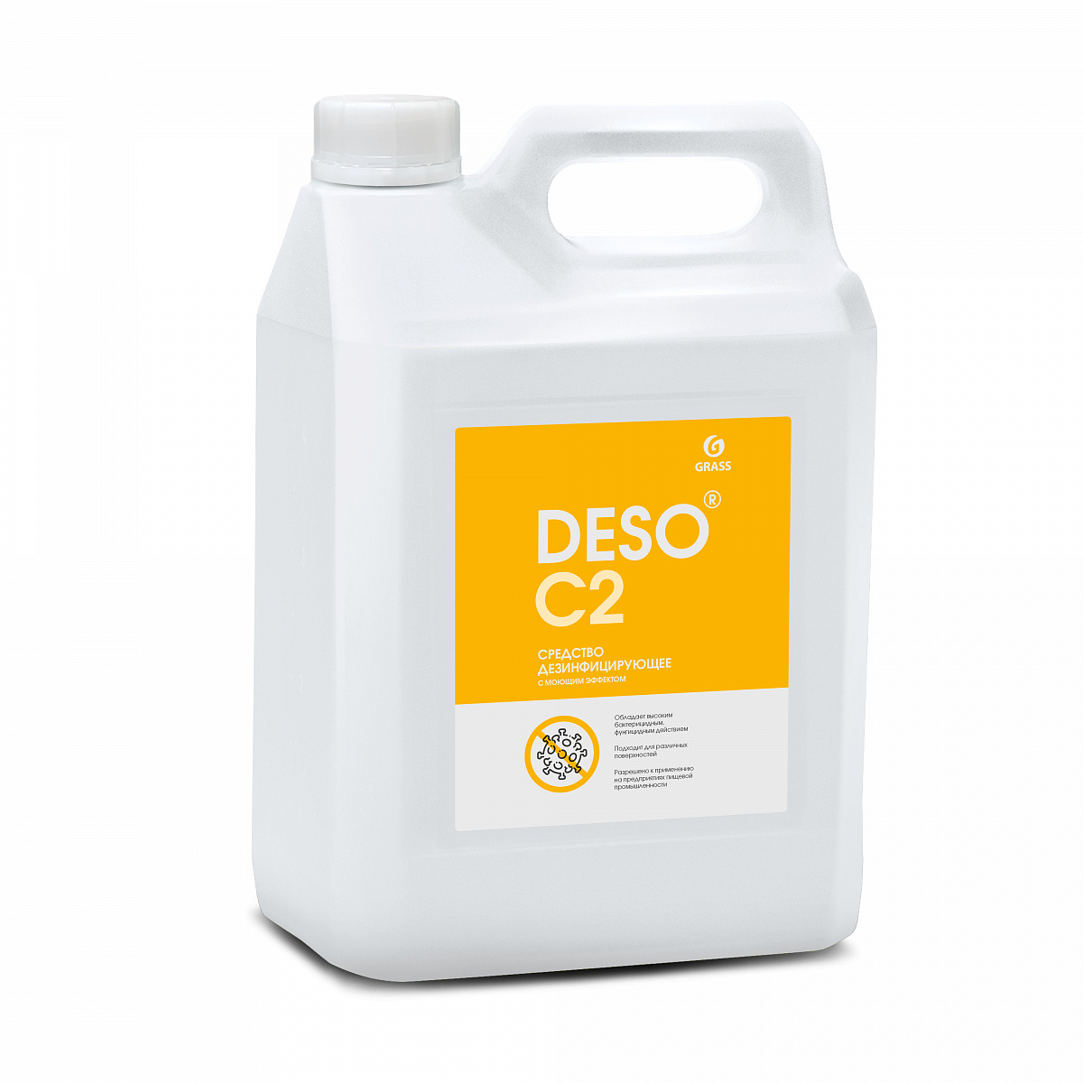 Дезинфицирующее средство с моющим эффектом на основе ЧАС Grass DESO C2 клининг (5 л) (125585) 