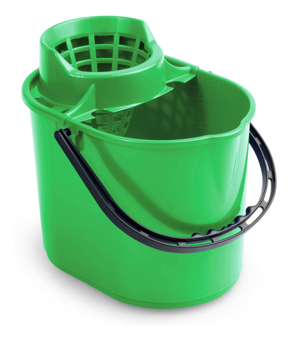 Ведро пластиковое с отжимом  12 литров зелёное (00005272) 